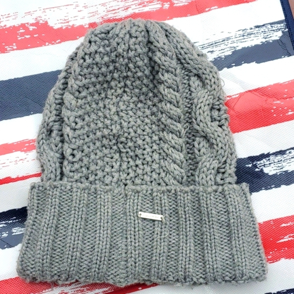 Calvin Klein Light Grey Knitted Beanie Hat